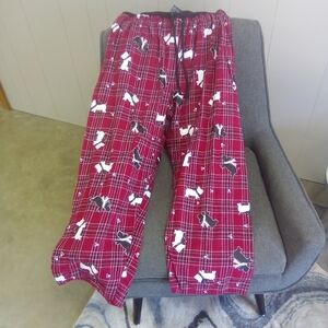 Women's Red Plaid Scottish Terrier Scotty Dog Pajama Pants PJs Size XL